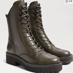 Sam Edelman “Lenley” Combat Boots with Silver Chain - New in Box